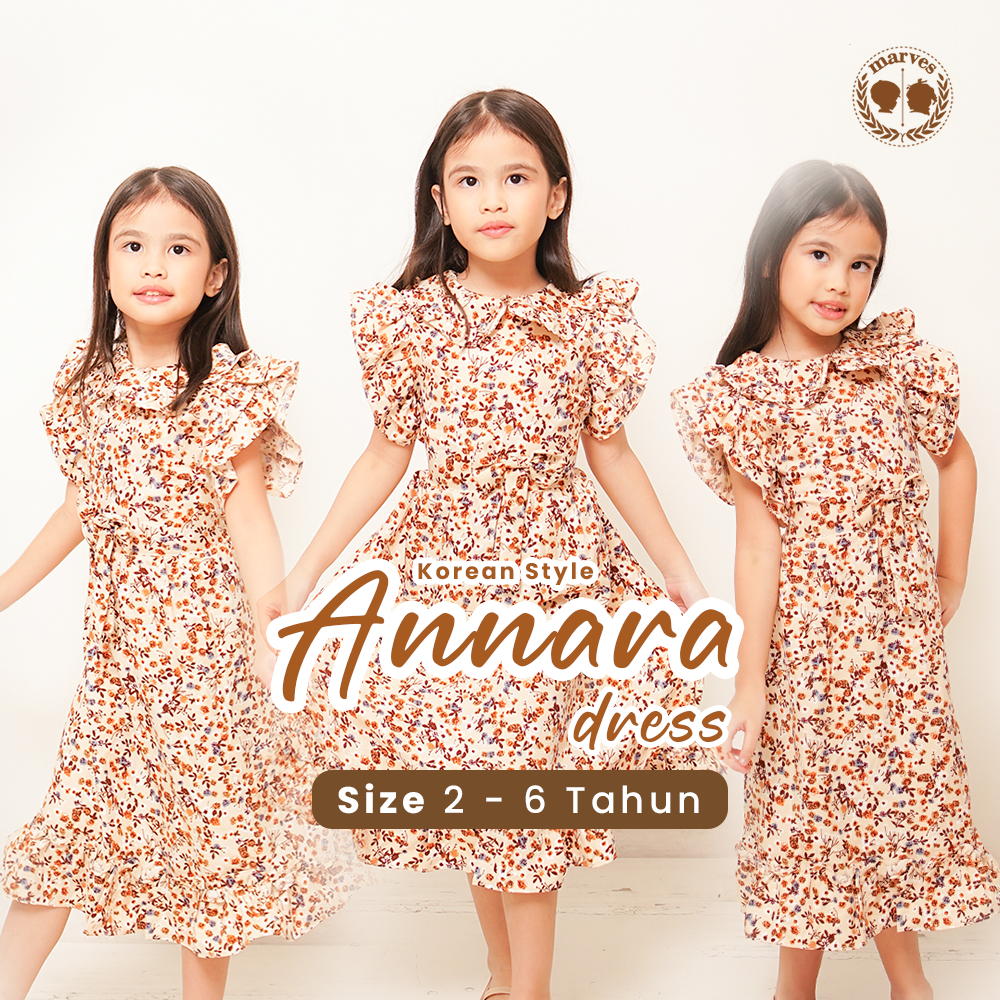 MARVES Annara Dress Gaun Baju Pesta Anak Perempuan Korean Style Usia 1 hingga 6 Tahun