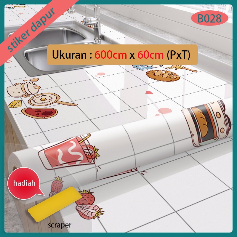 Jual stiker dinding dapur 600cm X 60cm stiker dapur anti minyak anti ...