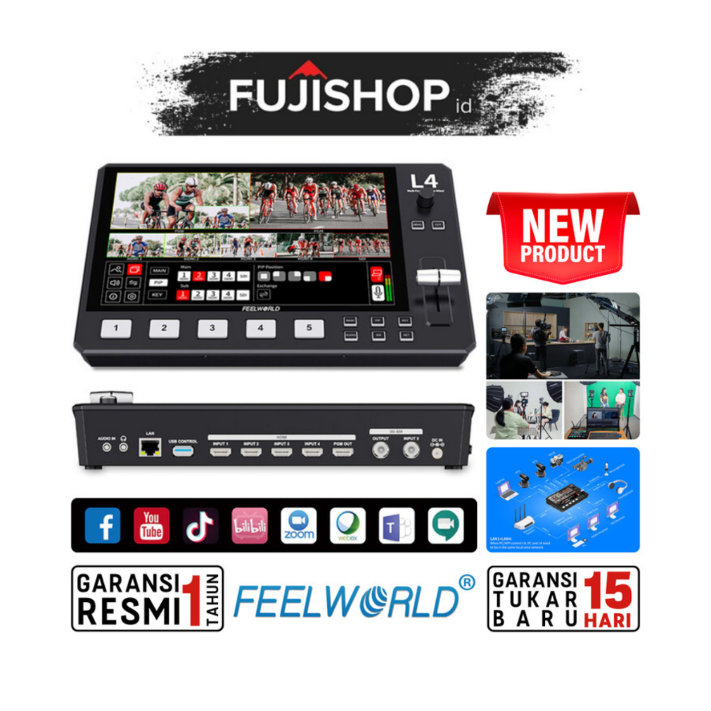 Jual FeelWorld L4 HDMI Multi Camera Video Mixer Switcher Touch Screen ...