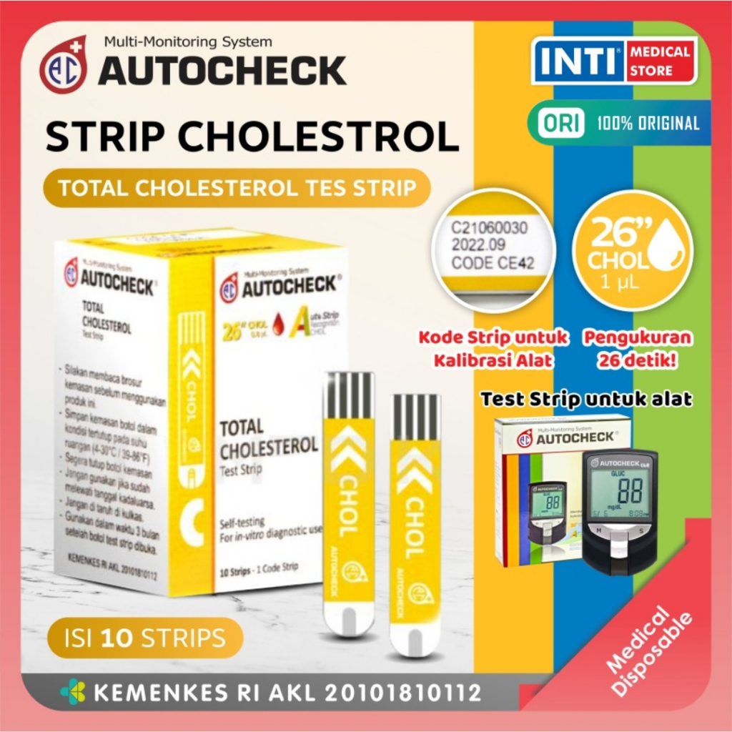 Jual AUTOCHECK | Strip Pengecekan 3 In 1 | Strip Kolestrol 10 Strip ...