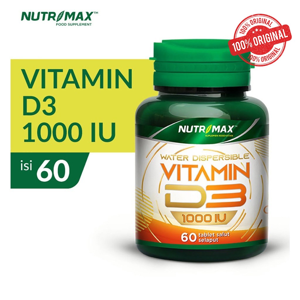 Jual NUTRIMAX Vitamin D3 1000 IU 60 Tablet ( Imunitas, Kekuatan Tulang, Gigi, Otot, GERD