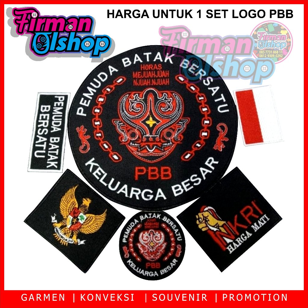 Jual LOGO PBB BORDIR LOGO PEMUDA BATAK BERSATU PACTH BORDIR LOGO PBB ...