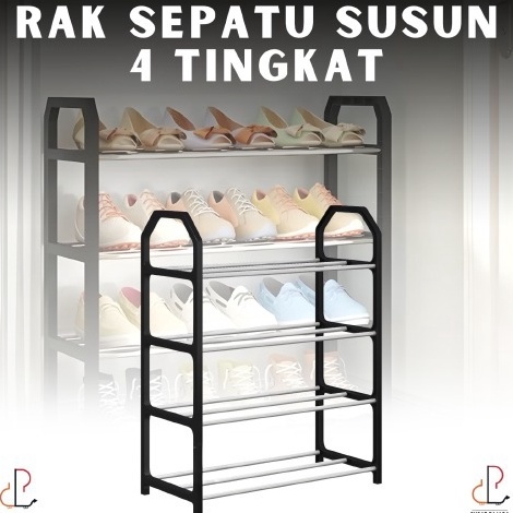 Jual STT Rak Sepatu 4 Tingkat Tempat Sendal Rak Buku Stainless Rakit 4 ...