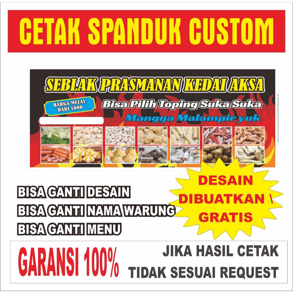 Jual Spanduk Jualan Seblak Prasmanan Unik bisa Custom Request dan ...
