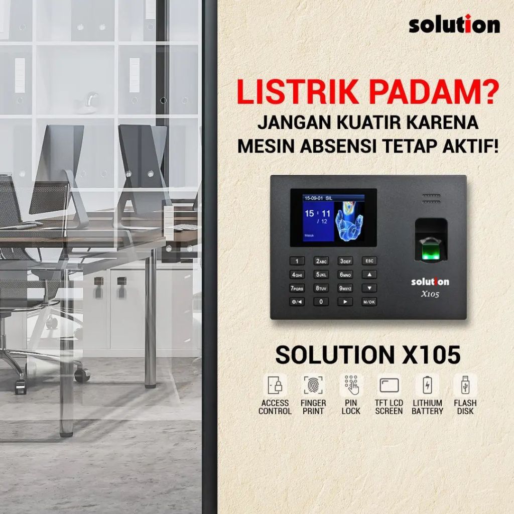 Jual SOLUTION X105-ID / MESIN ABSENSI SIDIK JARI | Shopee Indonesia