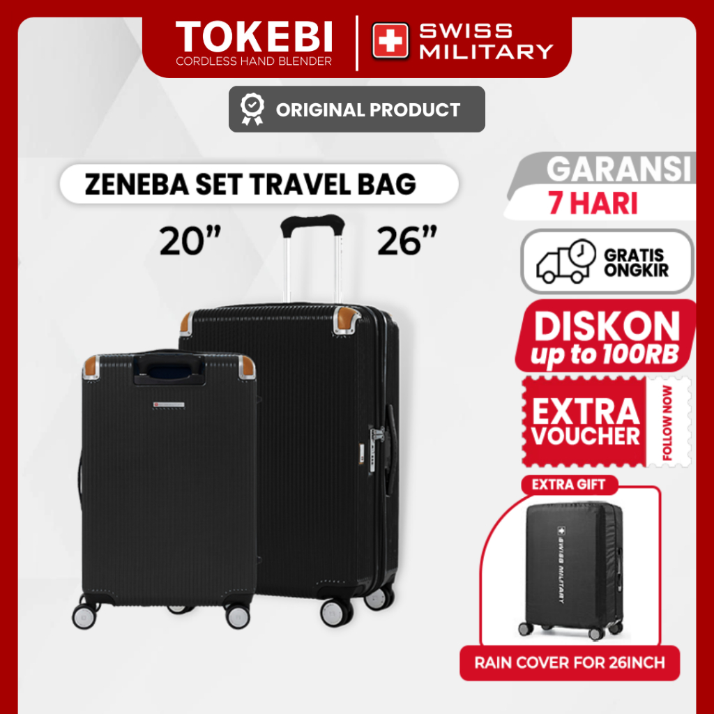 Jual Swiss Military Suitcase ZENEBA BLACK Shopee Indonesia