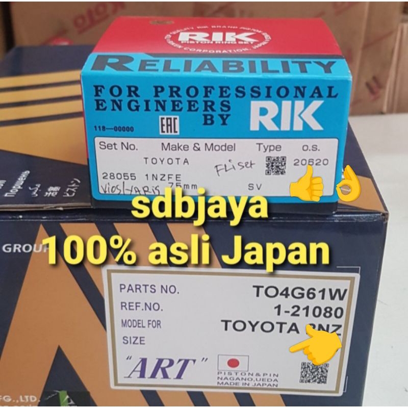 Jual seher piston ring set oversize size STD/standar standard new vios ...