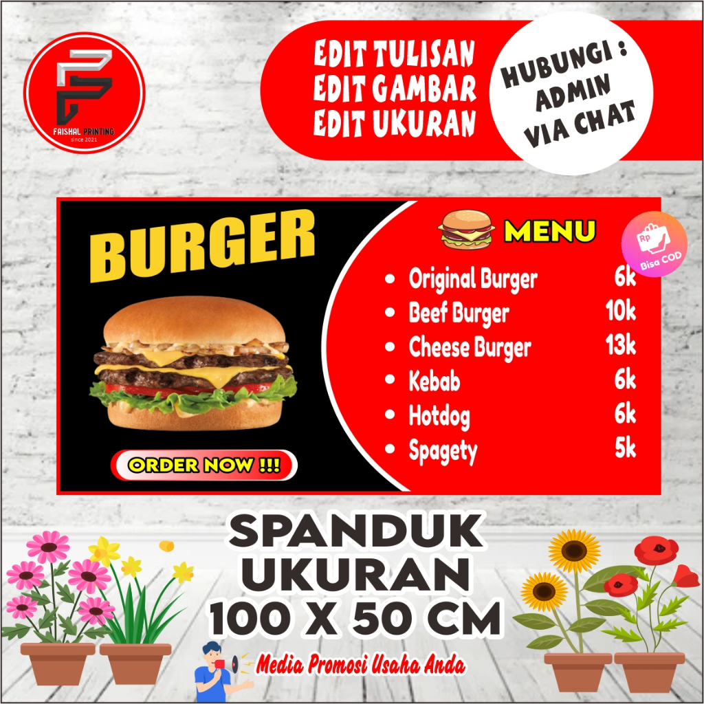 Jual Spanduk Jual Burger / Spanduk warung Burger / Banner JUal Burger ...