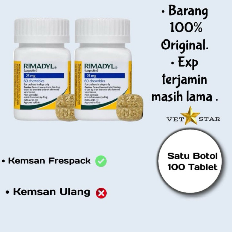 Jual Rimadyl dog ( 1 botol : 60 tablet ) | Shopee Indonesia