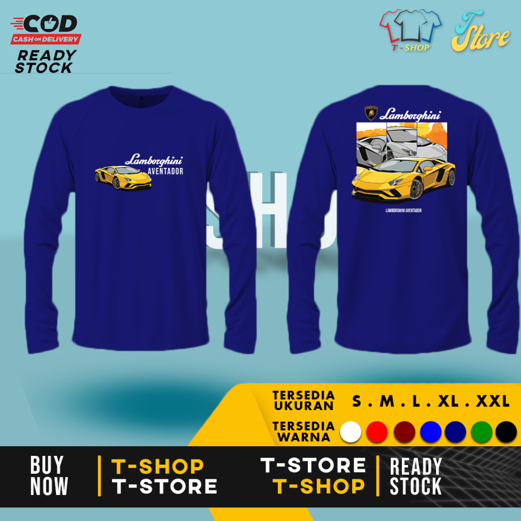 Jual Kaos Baju Mobil Keren Lambo Aventador Lengan Panjang Terlaris