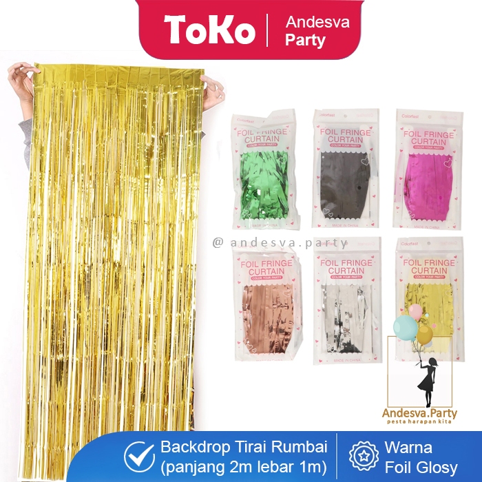 Jual tirai foil rumbai pesta / backdrop foil rumbai / background foil ...