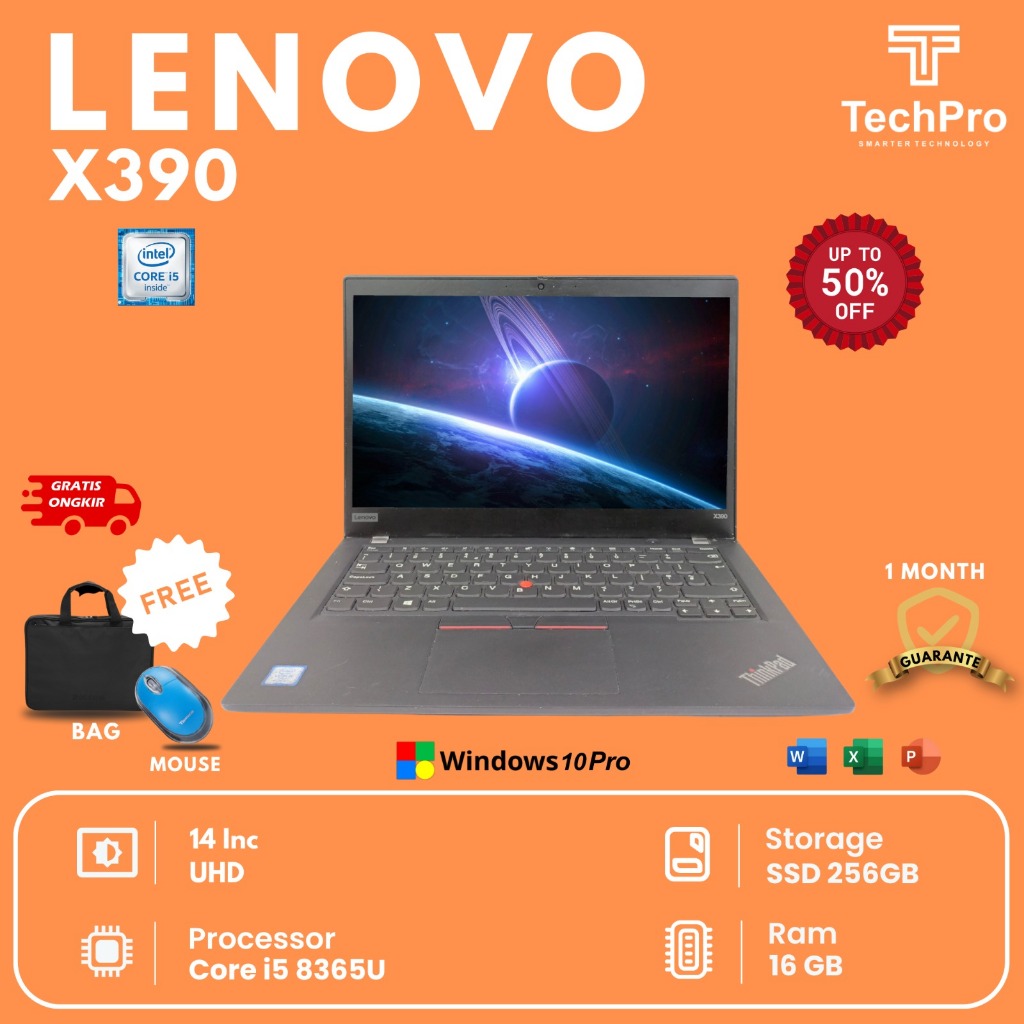 Jual LAPTOP SLIM LENOVO THINKPAD X390 CORE I5 GEN 8TH RAM 8GB SSD 256GB ...