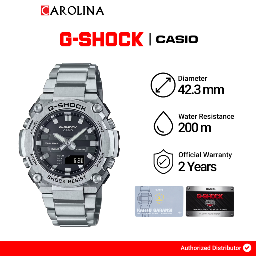 Jam Tangan Pria Casio G-Shock GST-B600D-1A Tough Solar Digital Analog Dial  Stainless Steel Band