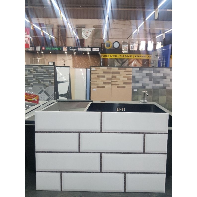 Jual KERAMIK DINDING DAPUR KAMAR MANDI MOTIF BEVEL SUSUN BATA KILAP