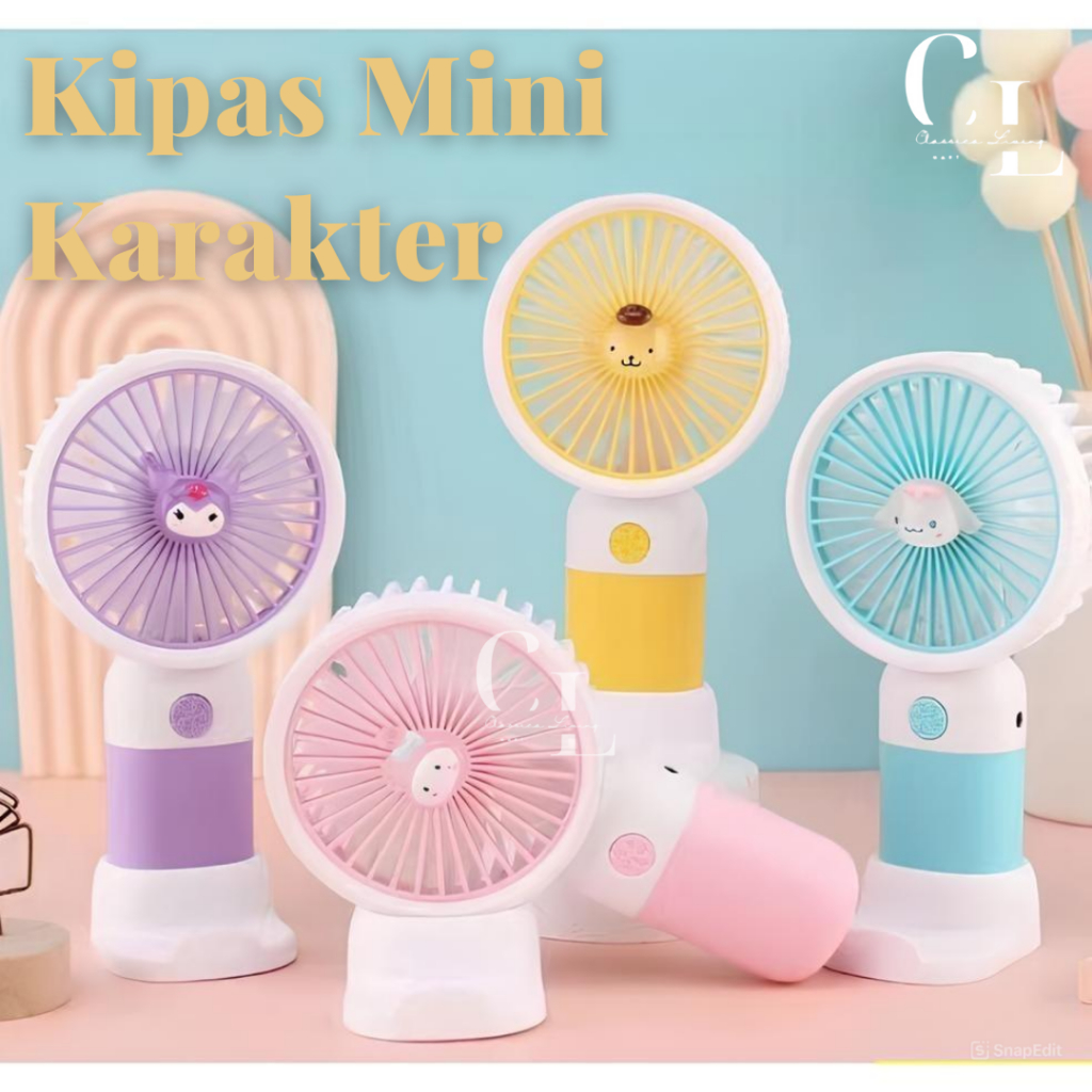 [CLM] Kipas Angin Karakter Mini Portable USB Genggam Kipas Angin Stand Kipas Angin Lucu Cute