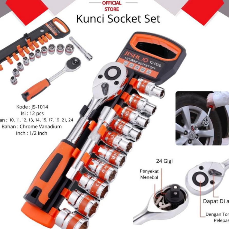 Jual KP8 JISHUO KUNCI SOCKET SET 12PCS 12 INCH SOCKET WRENCH Extension ...