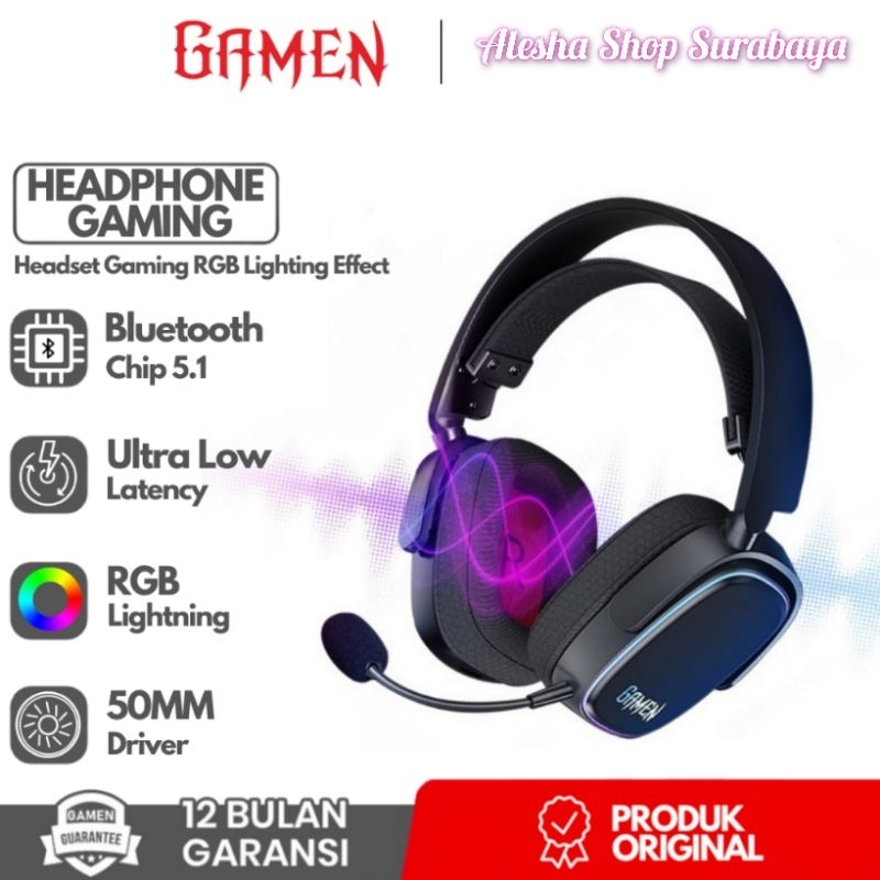 Jual [GARANSI] GAMEN SHADOW Gaming Wireless Headphone Headset Earphone ...