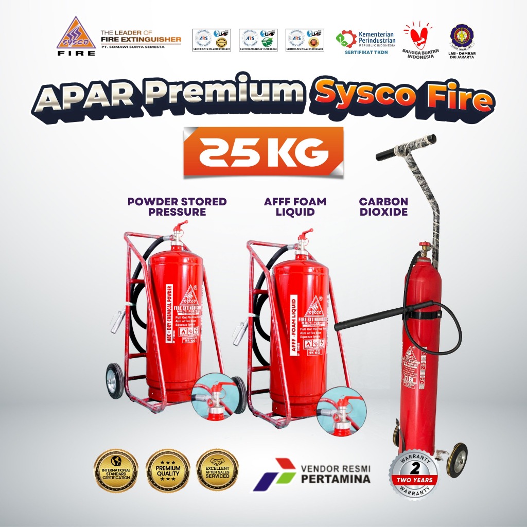 Jual APAR 25 Kg Premium SYSCO FIRE - POWDER /FOAM/CO2 - Alat Pemadam ...