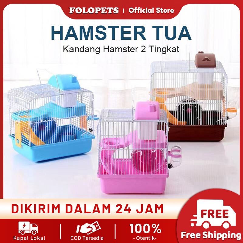 Jual FOLOPETS Kandang Hamster 2 Tingkat - Rumah Hemster Komplit ...