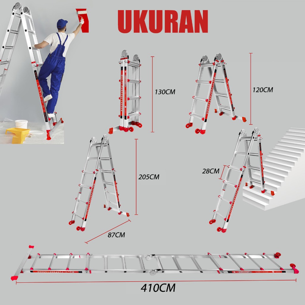 Jual Tangga teleskopik IXCE A-frame 4.1M/5.2M/6.2M, tangga aluminium ...