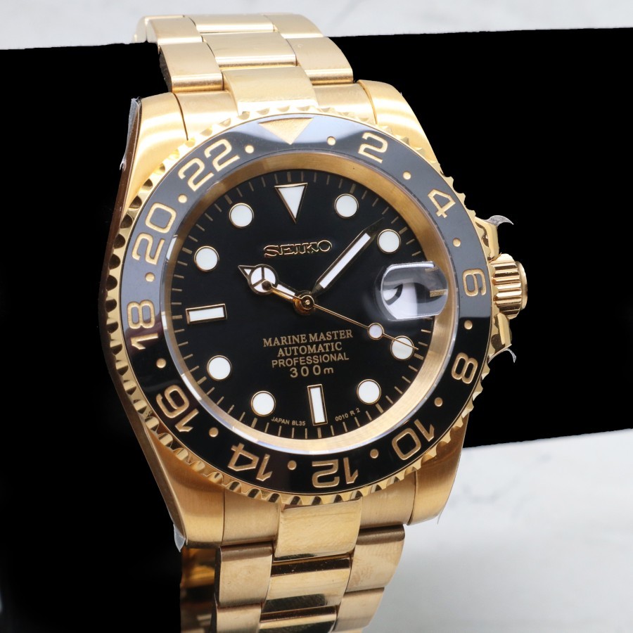 Jual Seiko Mod Yellow Gold GMT NH35 Automatic Movement Seikomod NH35 ...