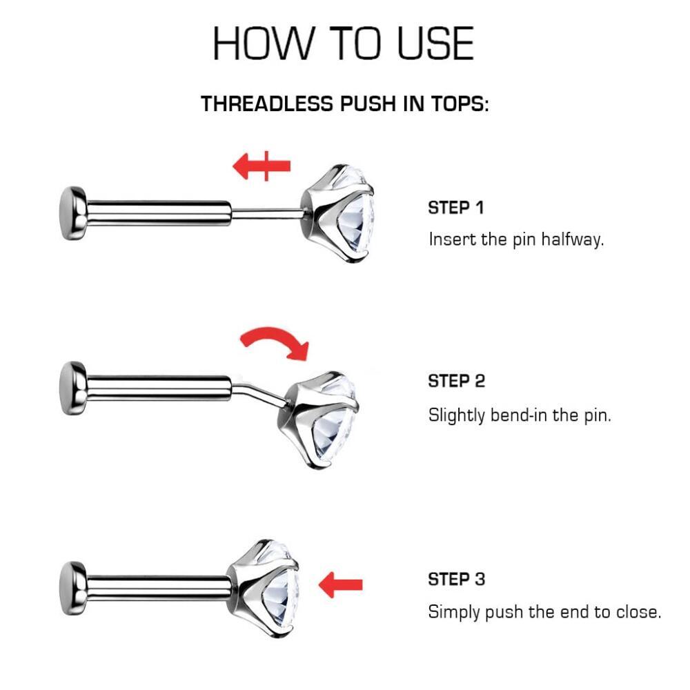 Jual 1 PC 6/8/10/12mm Stainless Steel Labret Piercing Plug-in Style ...