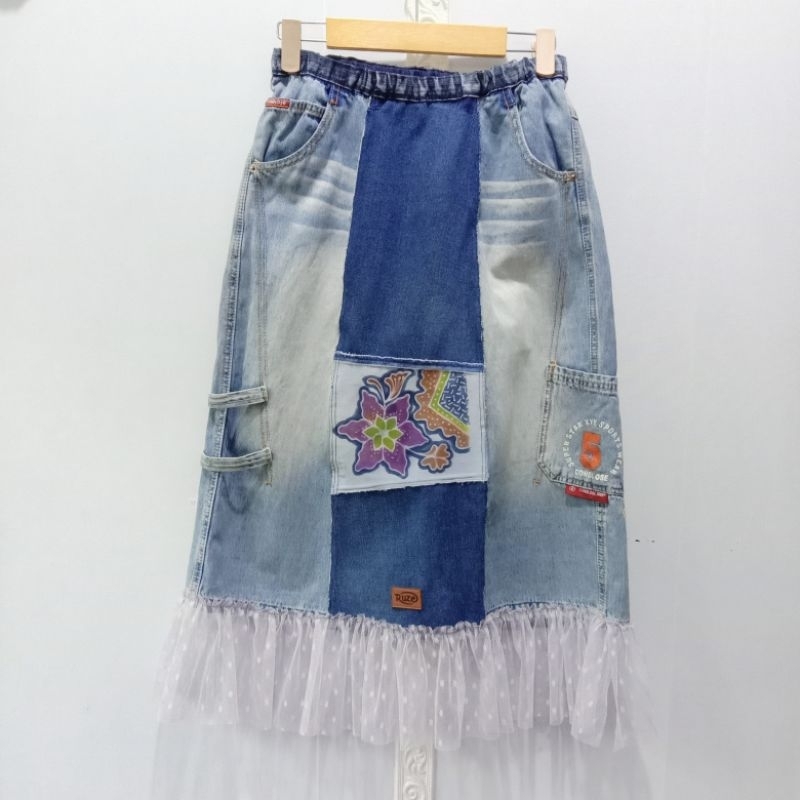 Jual RuZe Rok Denim Patchwork | Shopee Indonesia