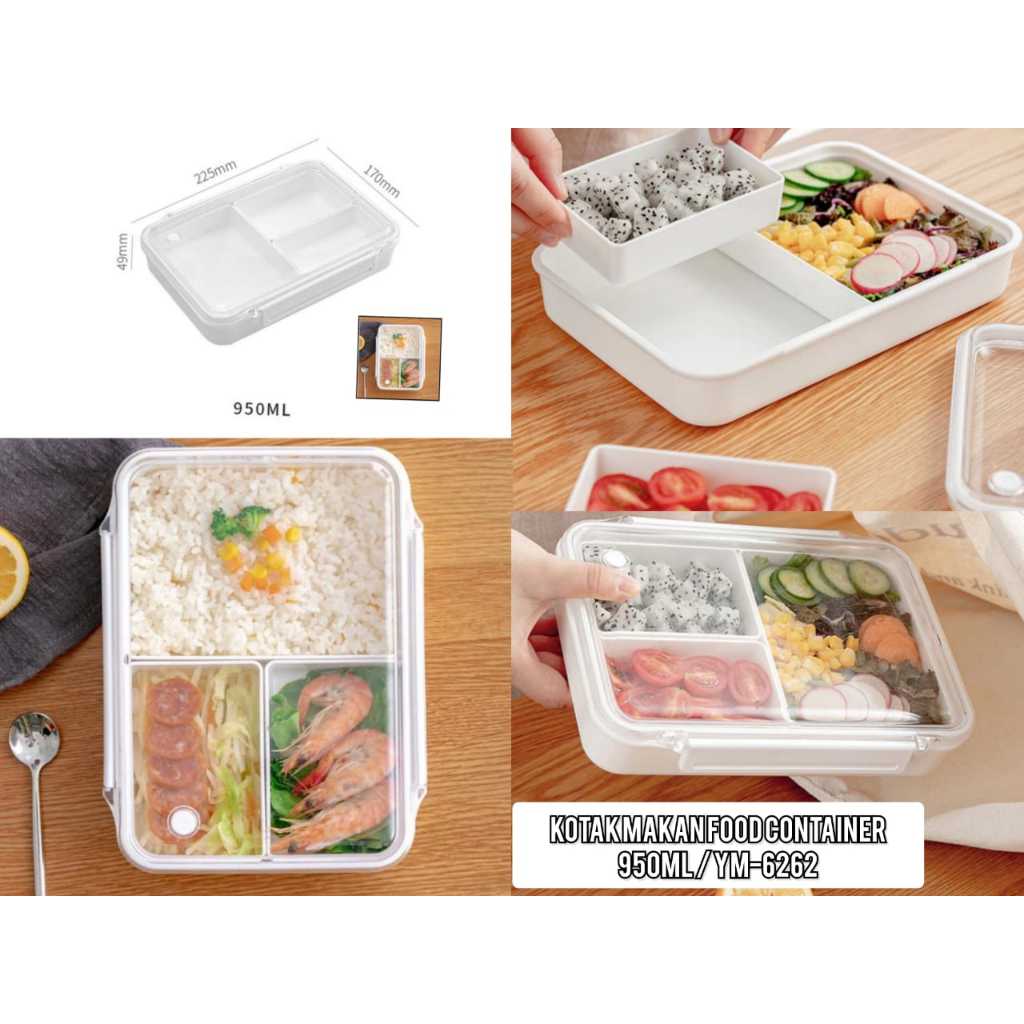 Jual Kotak Makan Food Container 950ML/YM-6262 KM-03/Kotak Penyimpanan ...