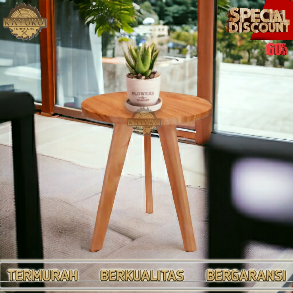 Jual Meja bulat minimalis meja kayu bulat Meja pot bunga Meja sudut ...
