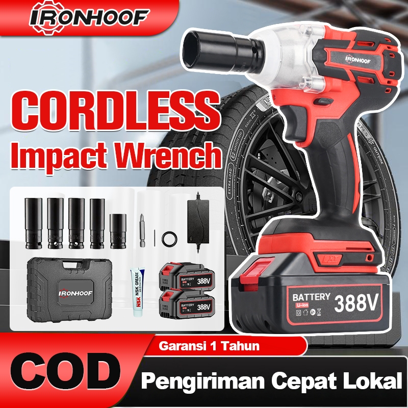 Jual 388v Impact Wrench Cordless Brushless Impact Baterai 420 Nm Mesin Bor Impact Baterai Bor 4948