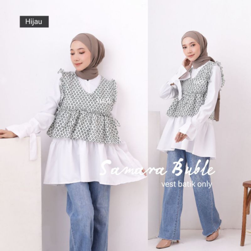 Jual VEST BATIK PATTERN RUFFLE PREMIUM MODERN ETNIK KATUN OUTER ROMPI ...