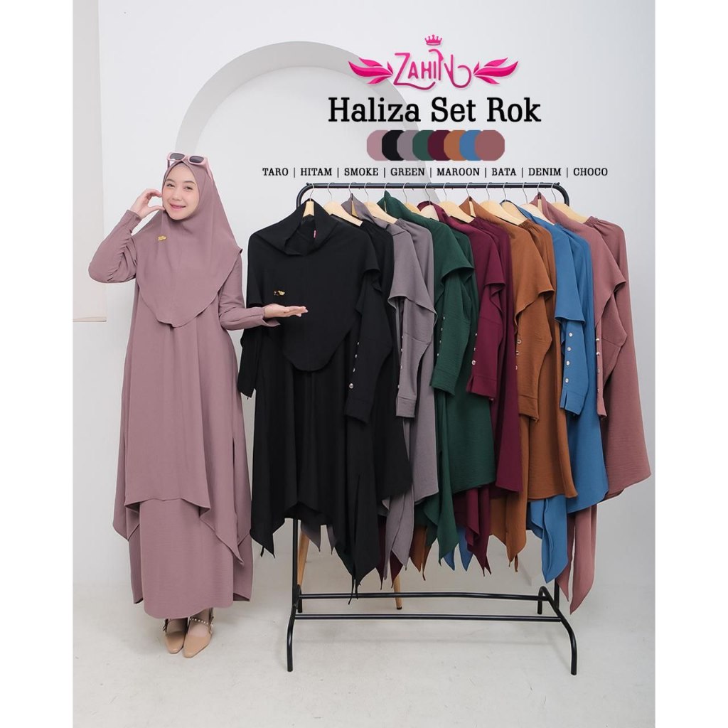 Jual Haliza One Set Rok dan Free HIjjab (3IN1) Ready Warna Denim ...