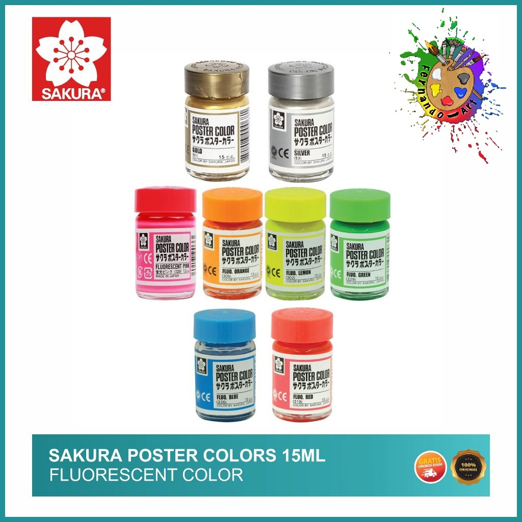 Jual Sakura Poster Color / Cat Sakura Poster 15ml Gold, Silver dan Fluorescent | Shopee Indonesia