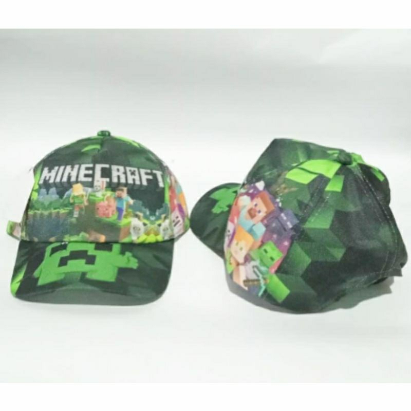 Jual Topi anak karakter video games minecraft mine craft hijau bagus ...