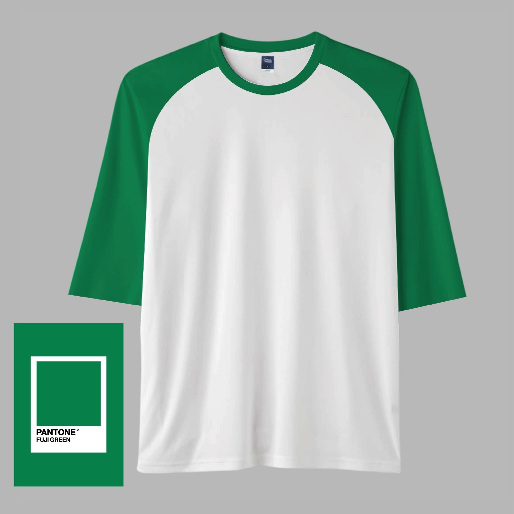 Jual RAGLAN BASIC FUJI GREEN WHITE - COTTON KENARI ( Kaos polos raglan ...