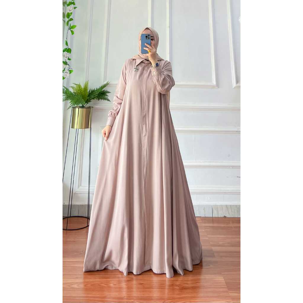 Jual Belvania Terbaru Gamis Katun Wanita Model Polos Bahan Twill Premium Busui Friendly Dress