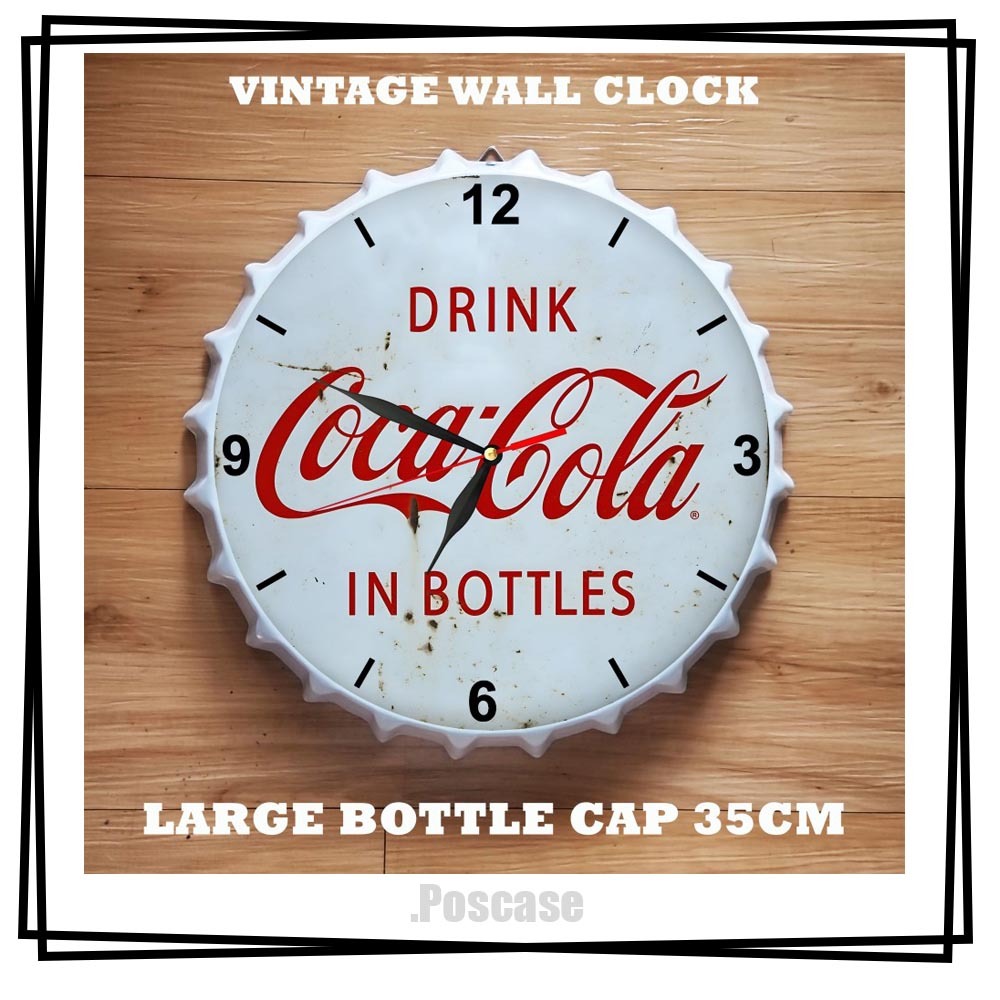 Jual Jam Dinding Motif Tutup Botol Coca Cola Vintage Wall Clock