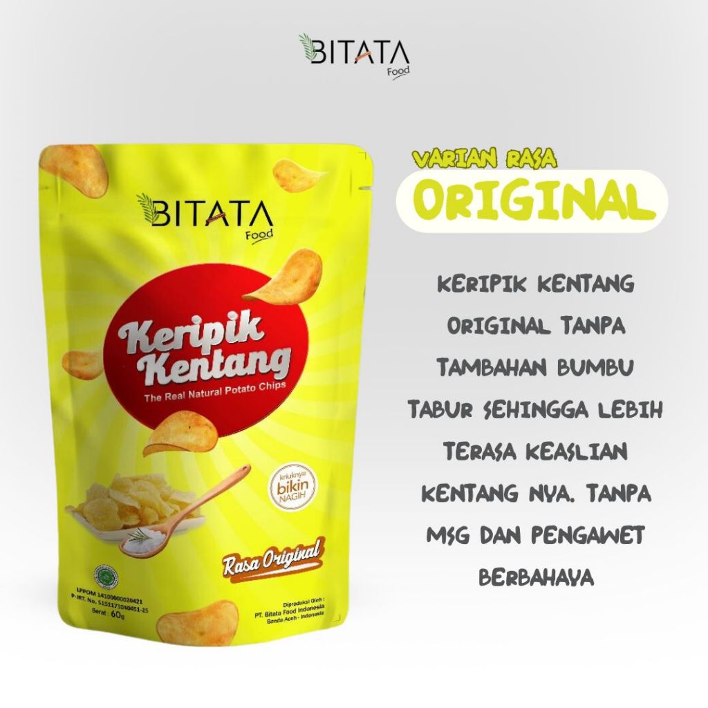 Jual BITATA Keripik Kentang Premium The Real Potato Chips 60 gr ...