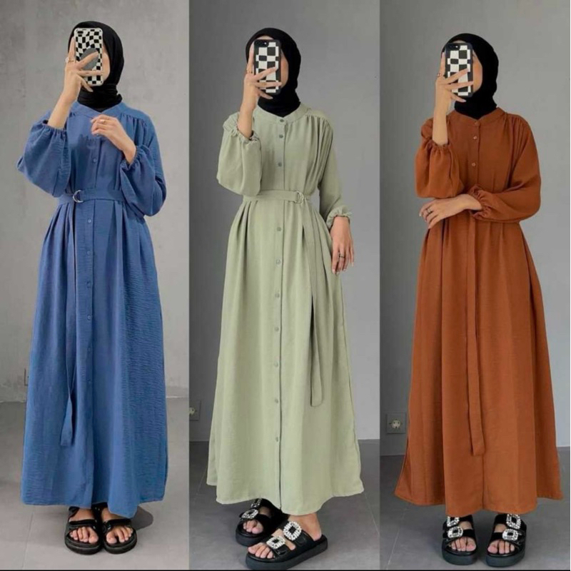 Jual 𝐏𝐆𝐌𝐓 • KAYLA DRESS GAMIS CRINKLE AIRFLOW | Shopee Indonesia