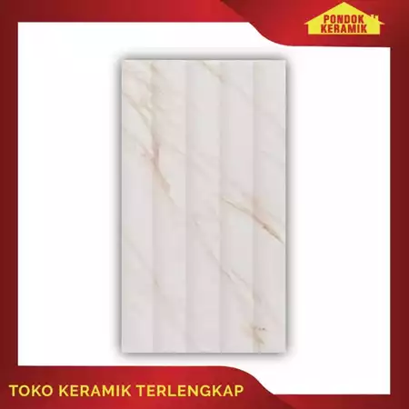 Keramik Dinding Signature 25x40 Vittoria Beige Motif Marbe Carara Embossed