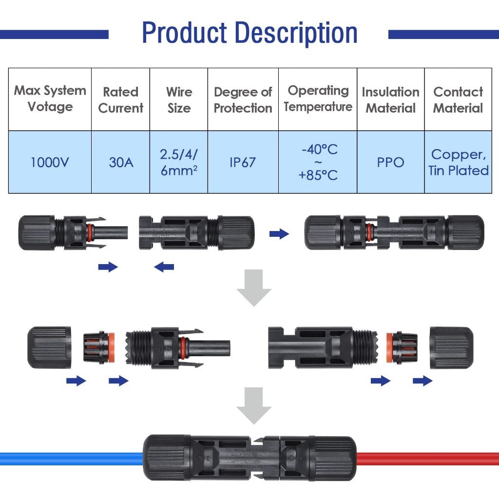 Jual YT SHOP MC4 connector set (solar cell panel connector) with MC4 ...