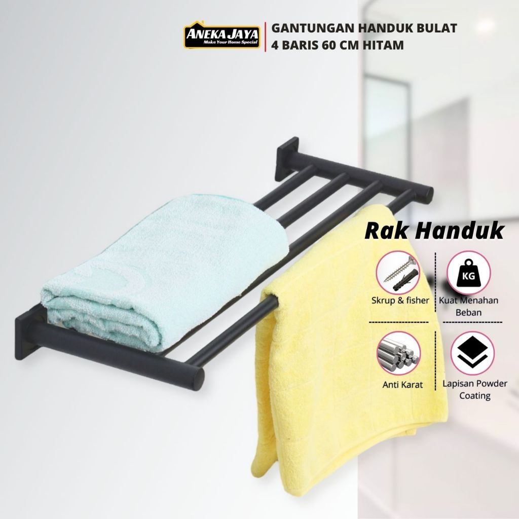 Jual Rak Gantungan Handuk Serbaguna Hitam Black Series StaInlees Awet ...