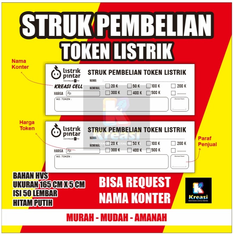 Jual STRUK PEMBELIAN TOKEN LISTRIK | Shopee Indonesia