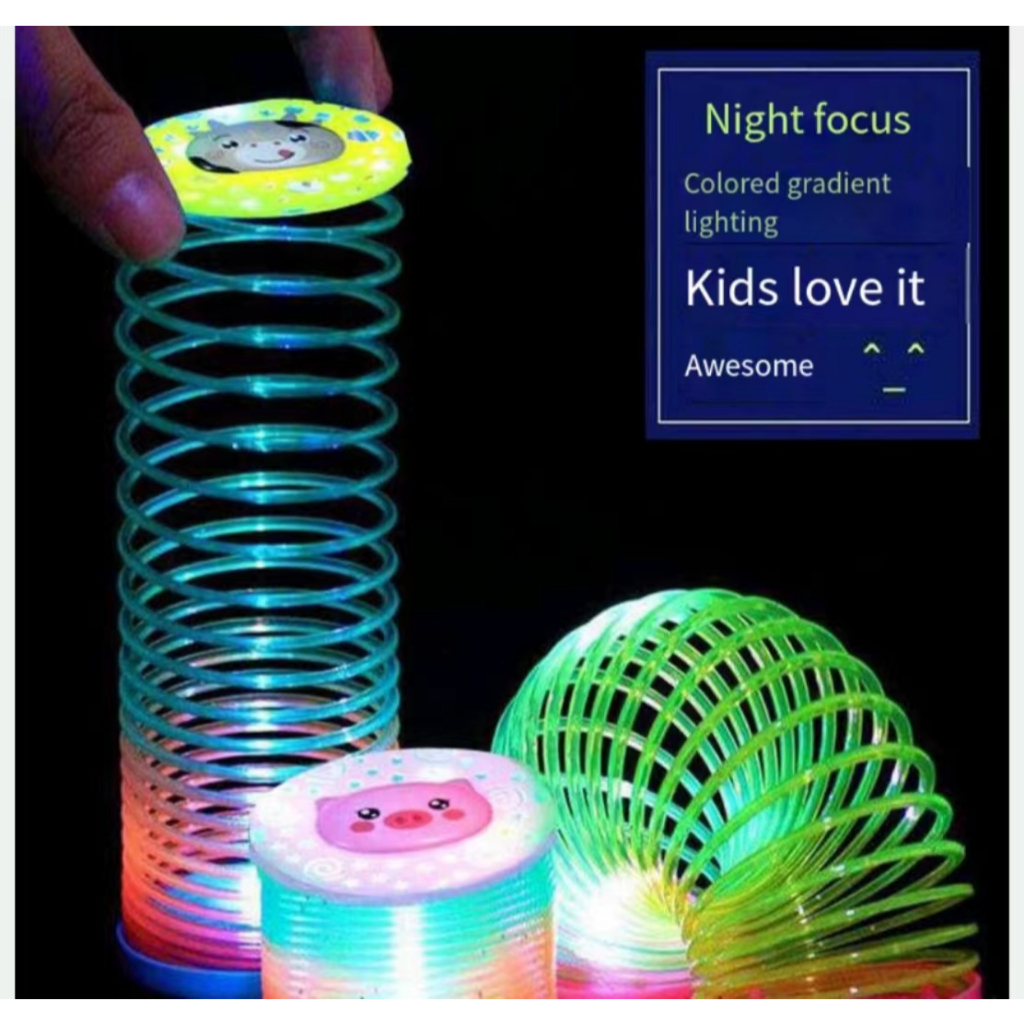 Jual Maenan Per Pegas Pelangi Stress Toys Ada Lampu Mainan Slinky ...