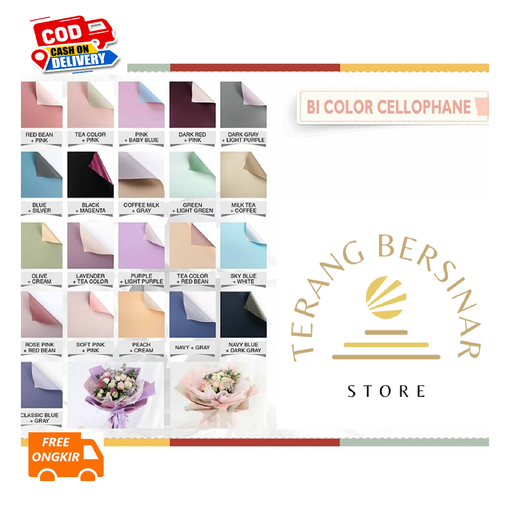 Jual FLOWER WRAPPING BI COLOR CELLOPHANE 60x60CM WATERPROOF KERTAS ...