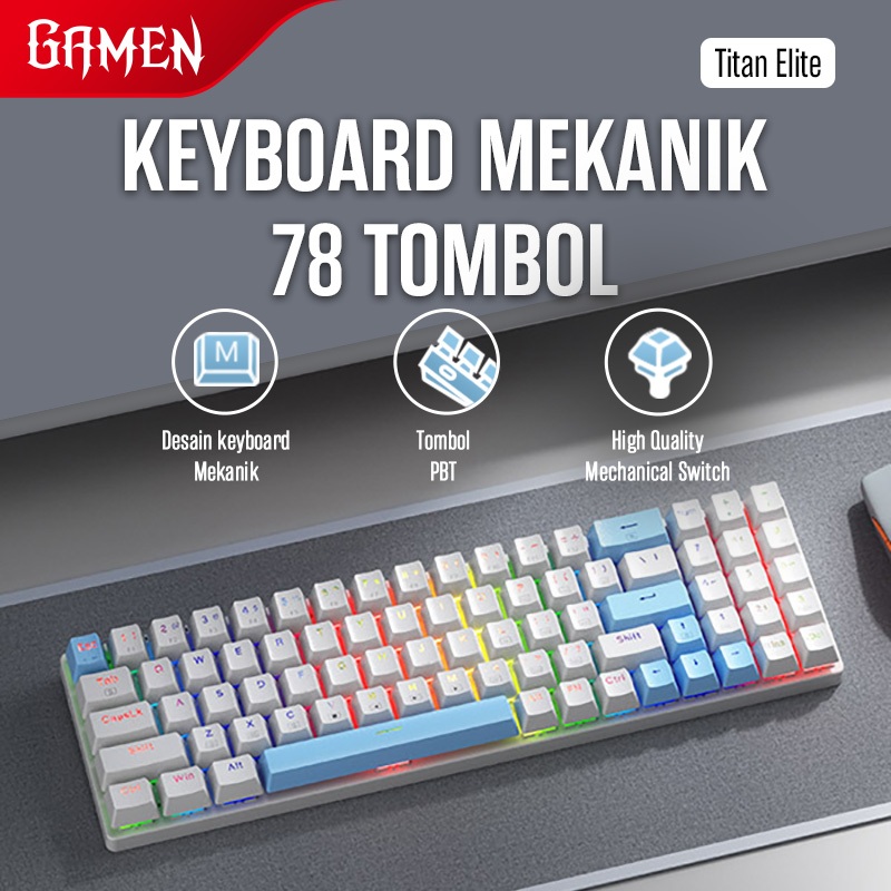 Jual gamen titan elite keyboard gaming mechanical rgb 3 pin hot
