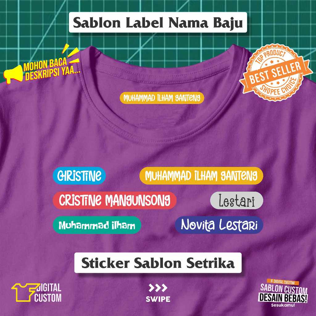 Jual Stiker Kain Label Nama Baju Anak Sekolah Pesantren Asrama Sticker ...