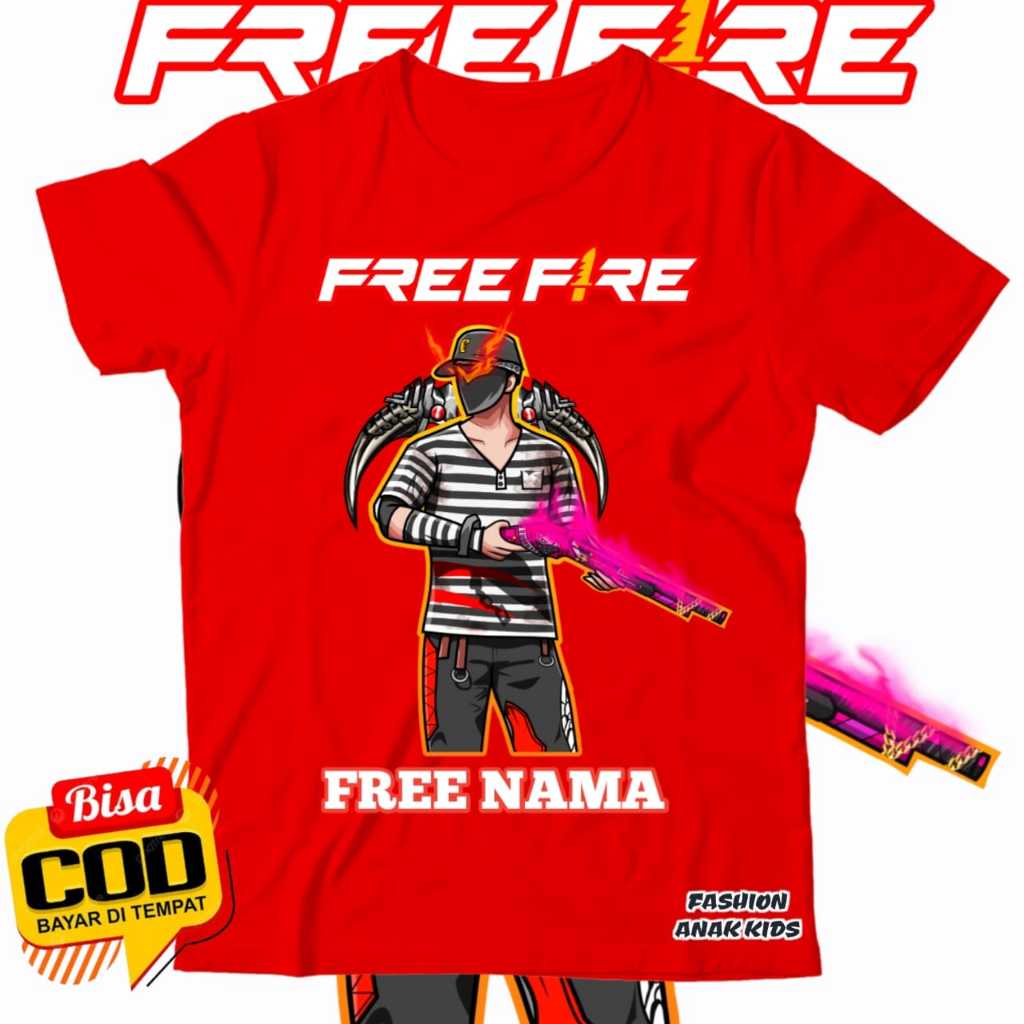 (BISA COD) KAOS BAJU ANAK FF FREE FIRE VERSI CHAR SG RAPPER TSHIRT ANAK  GAME FREE FIRE FREE NAMA