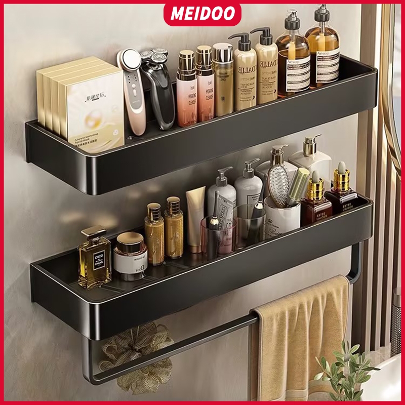 Jual MEIDOO Rak Kamar Mandi Aluminium Tempel Dinding Instalasi Bebas ...