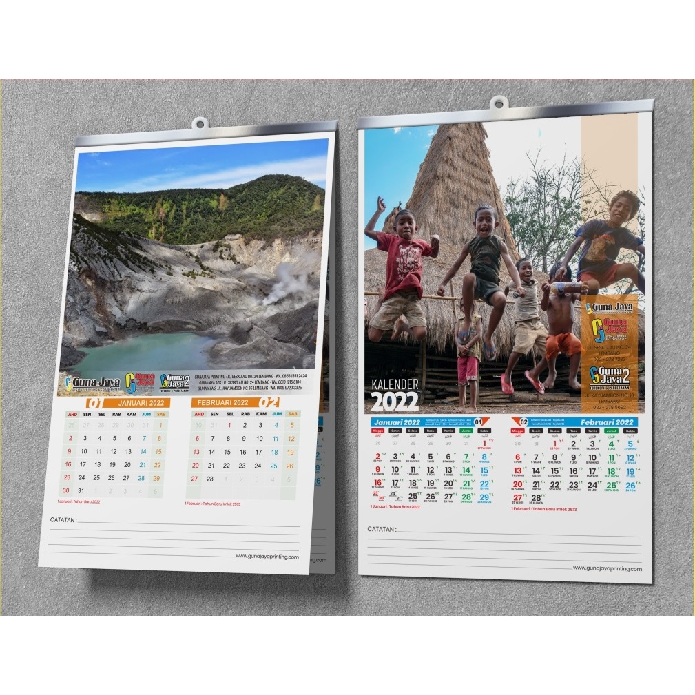 Jual cetak kalender dinding jepit kaleng digital print / custom ...